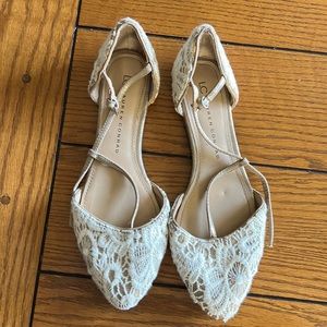 LC Lauren Conrad Lace T strap Flats